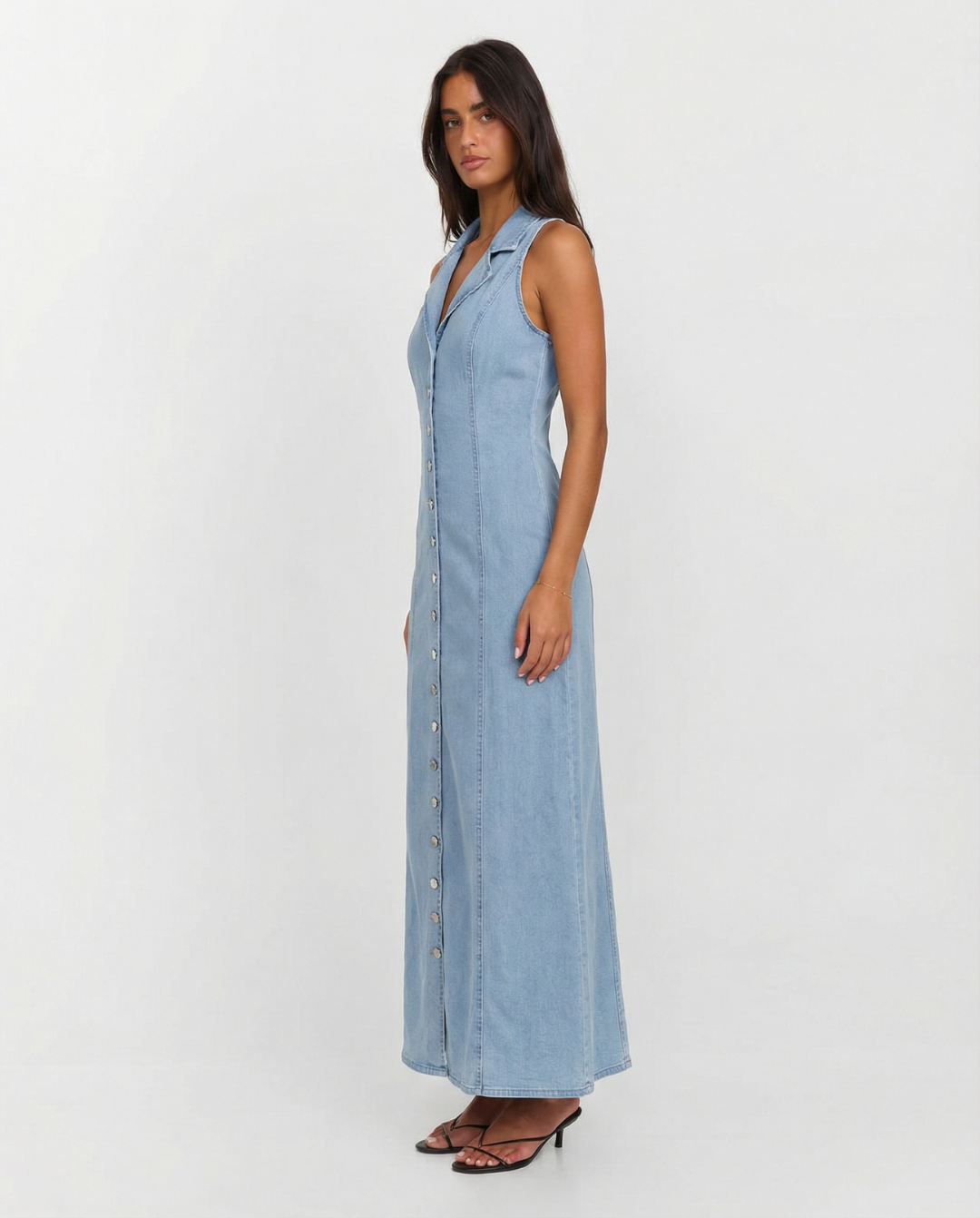 Liv | Casual Denim Maxi Dress Light Blue
