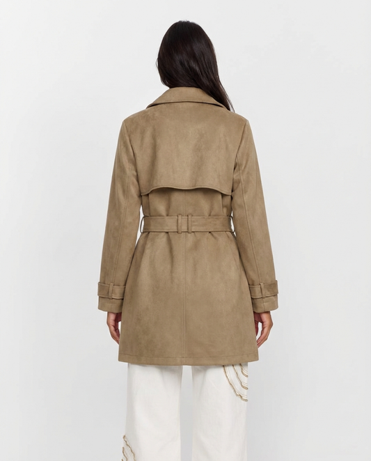 Camille | Belted Trench Coat Beige Double Breasted Long Sleeve
