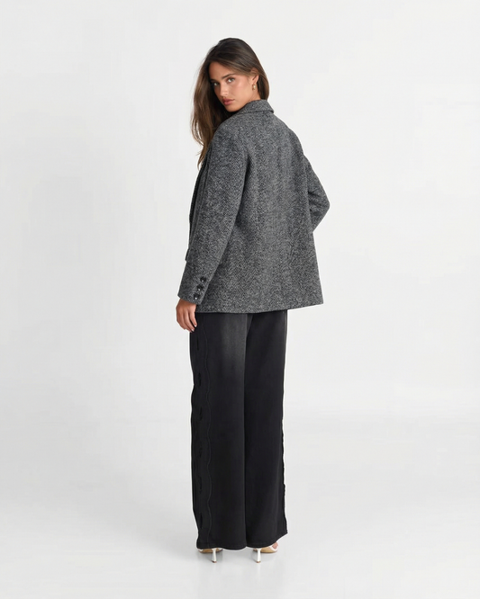 Anya | Winter Herringbone Blazer Grey