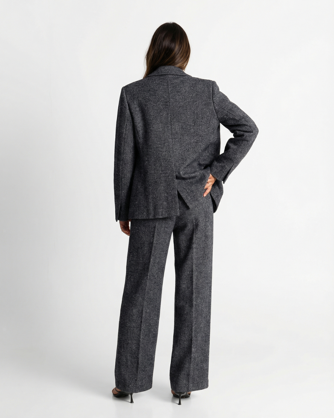 Vera | Smart Casual Wool Blazer Pants Set Charcoal Gray