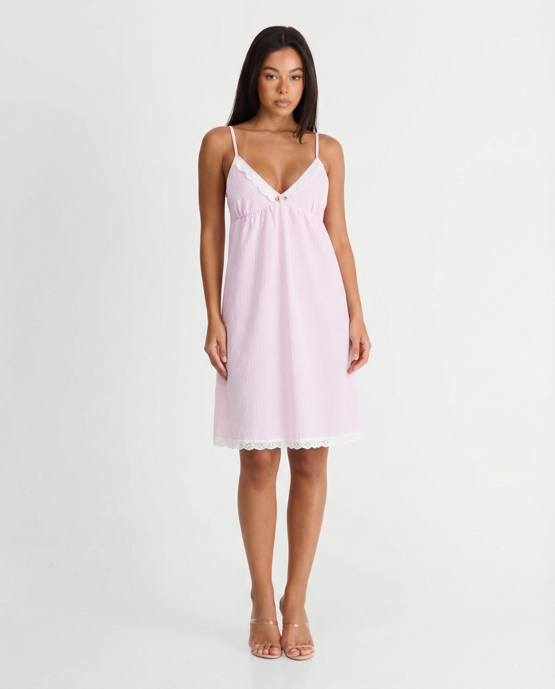 Jasmine | Summer Lace Slip Mini Dress Pink