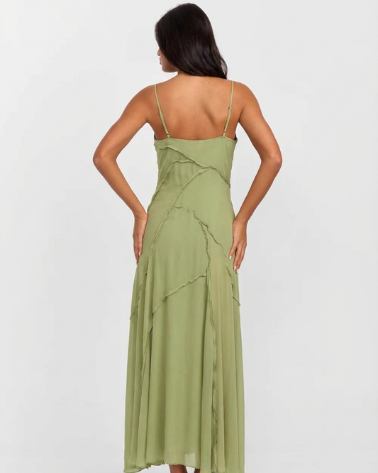 Elara | Summer Slip Maxi Dress Green