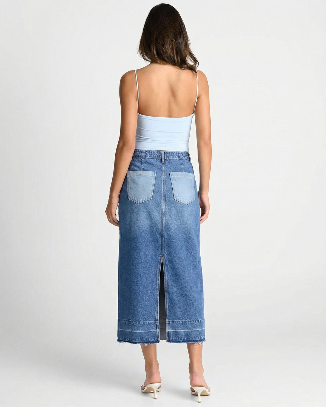 Vera | Maxi Skirt Denim Light Blue High Waisted A Line
