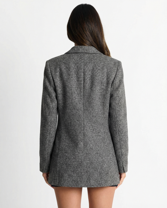 Camille | Oversized Wool Blazer Charcoal Gray