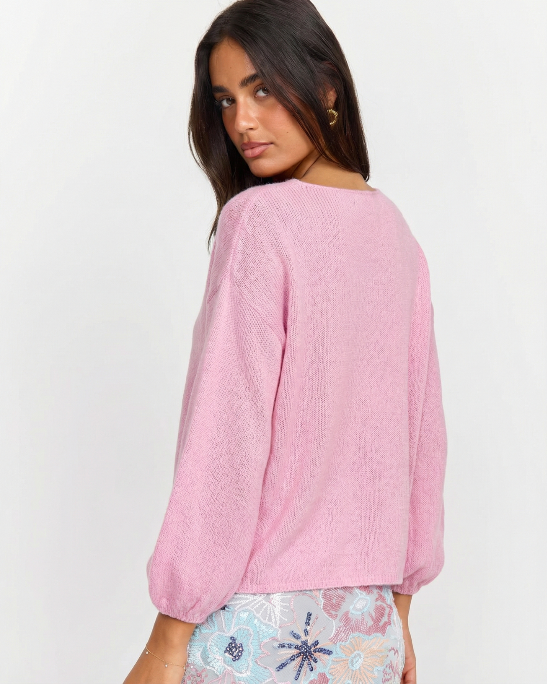 Fleur | Oversized Cardigan Pink Long Sleeve Open Front