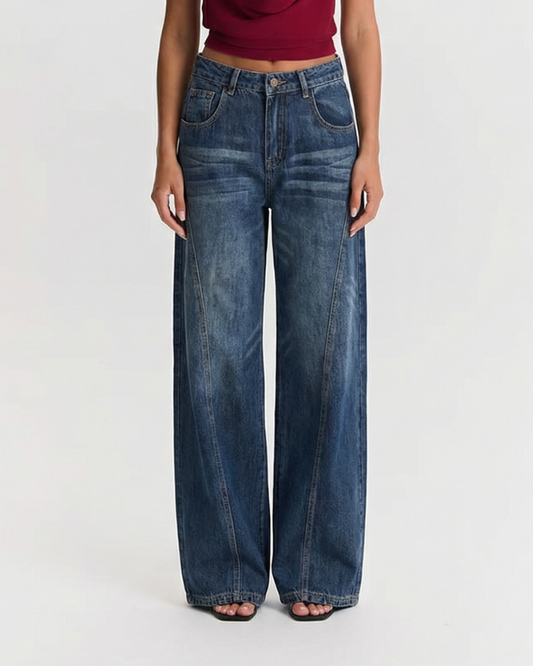 Margot | Vintage Wide Leg Jeans Dark Blue High Waisted