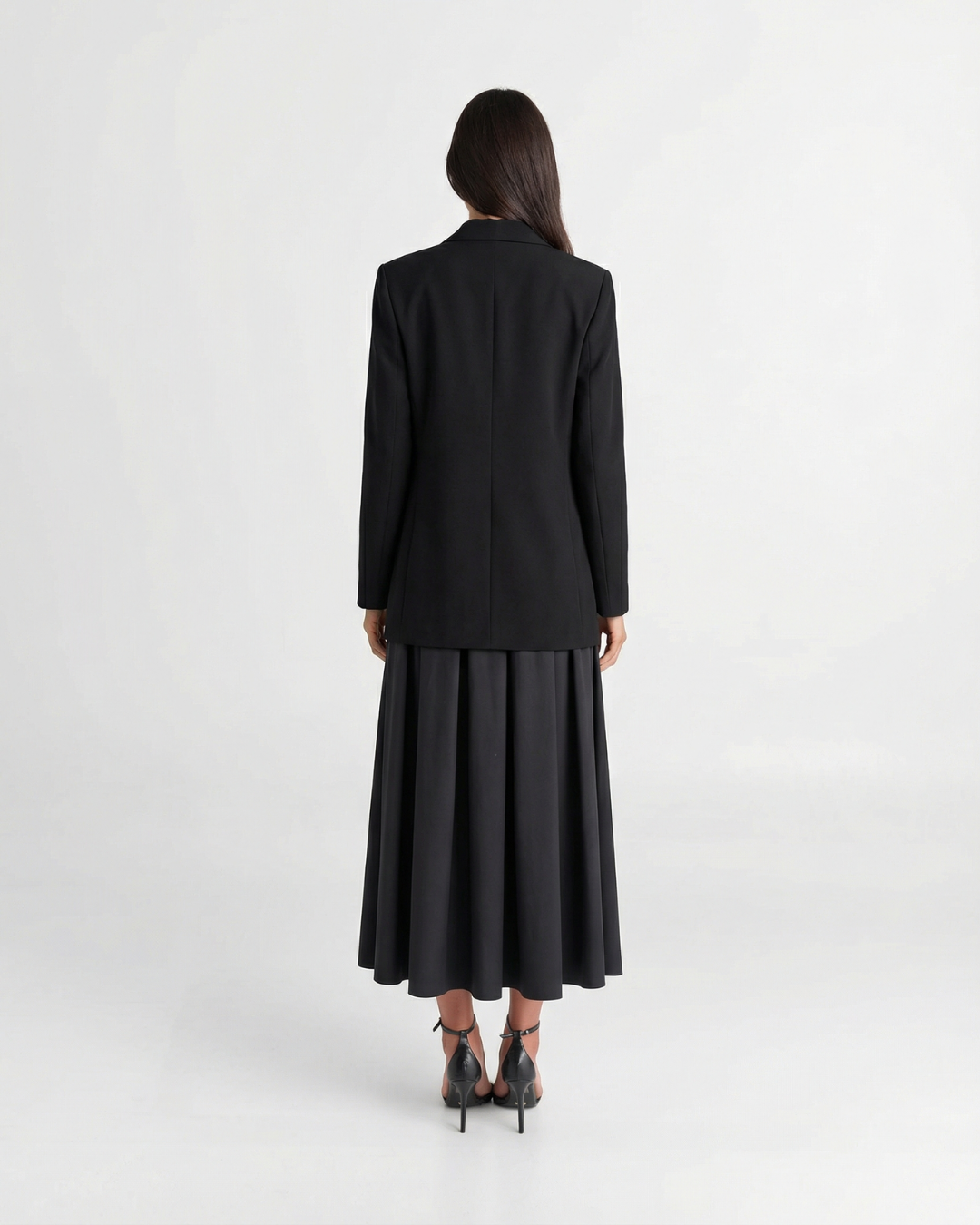 Clara | Smart Casual Pleated Blazer Dress Black