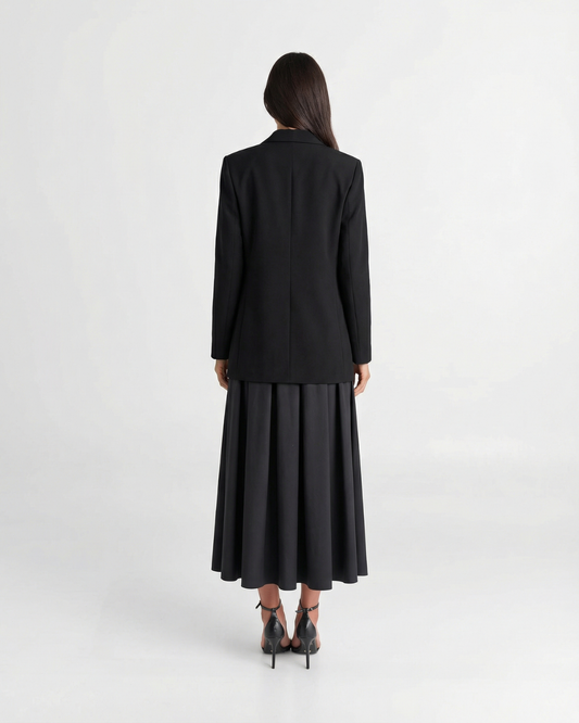Clara | Smart Casual Pleated Blazer Dress Black