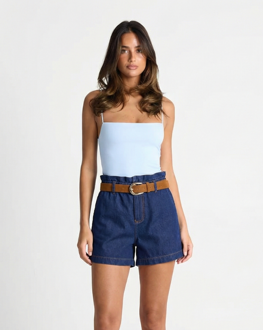 Margot | High Waisted Denim Shorts Dark Blue Relaxed