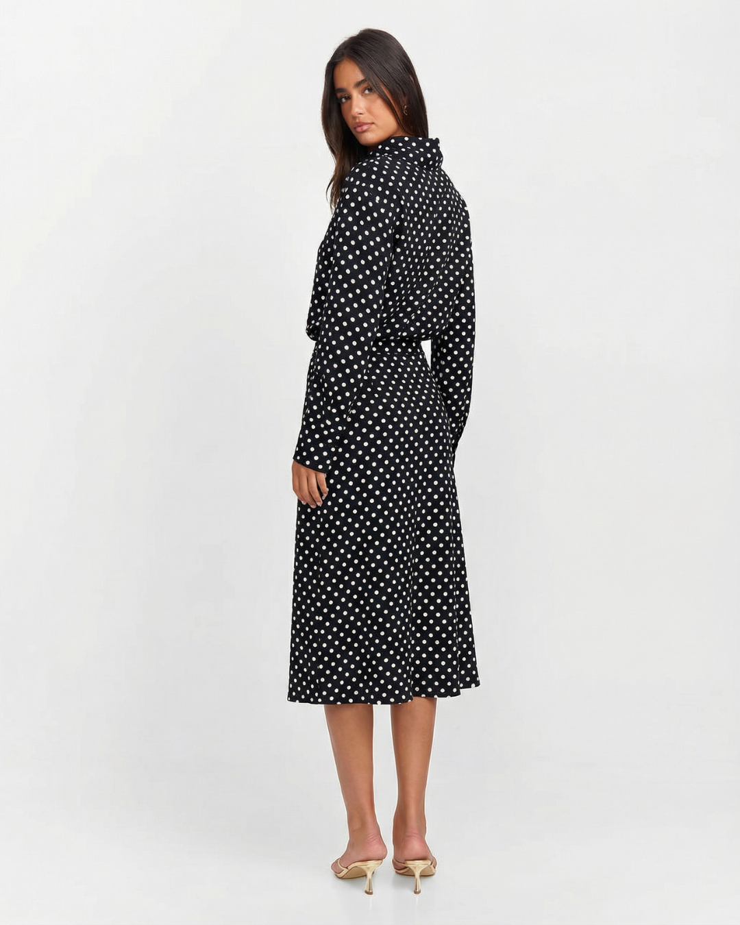 Sophie | Polka Dot Chiffon Tie Neck Set