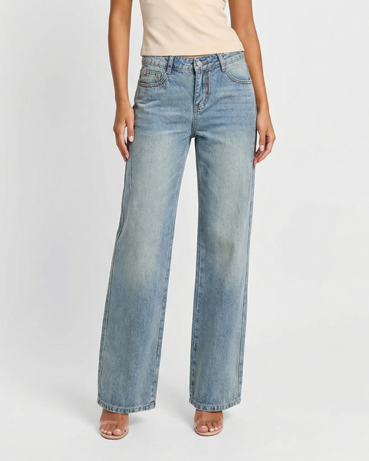 Ayla | Wide Leg Jeans Light Blue High Waisted Vintage