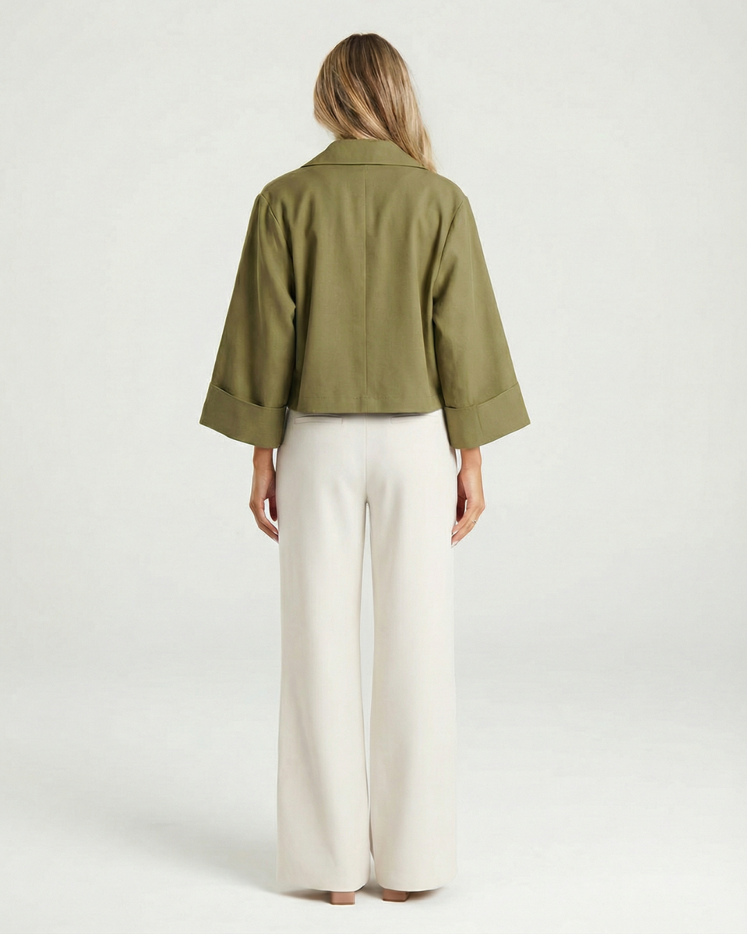 Rue | Summer Cropped Blazer Khaki Green