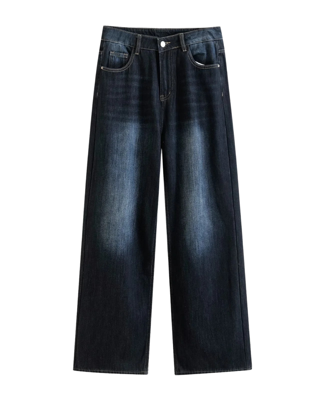 Nola | High Waisted Wide Leg Jeans Dark Blue Faded