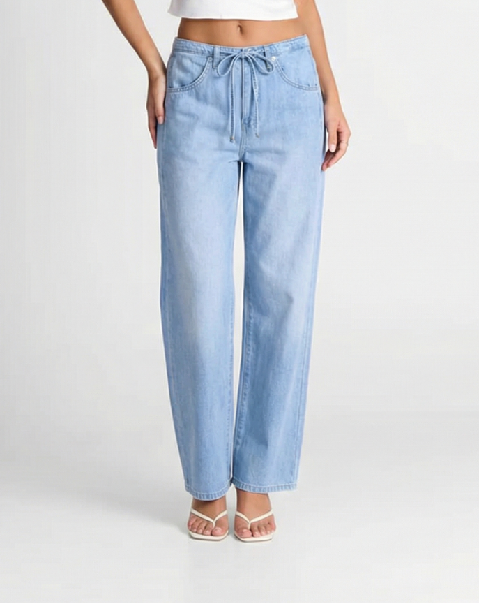 Stella | Wide Leg Jeans Light Blue High Waisted Drawstring