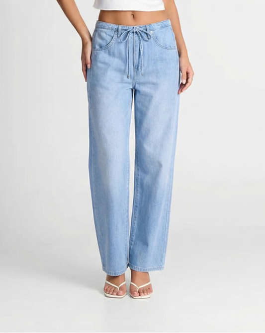 Stella | Wide Leg Jeans Light Blue High Waisted Drawstring