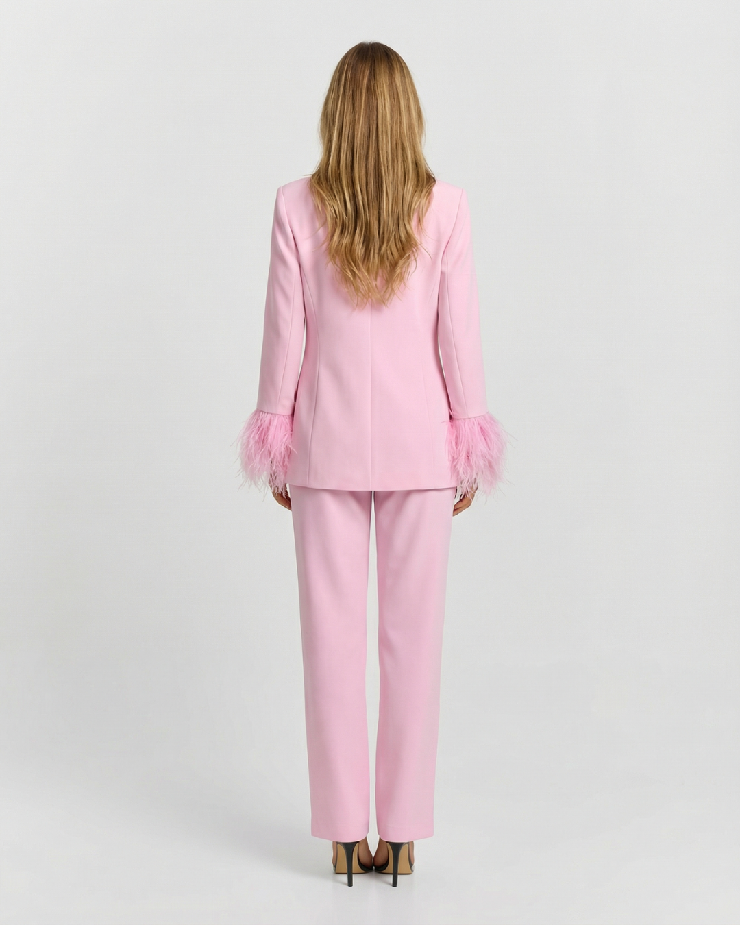 Rosie | Pink Feather Cuff Suit