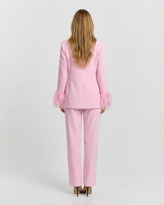 Rosie | Pink Feather Cuff Suit