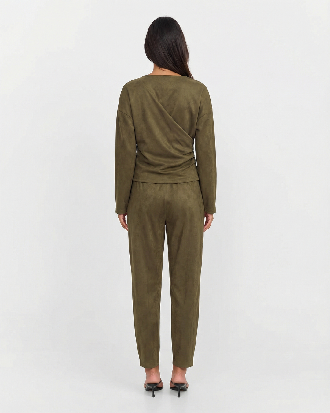 Harper | Army Green Suede Feel Two Piece Set