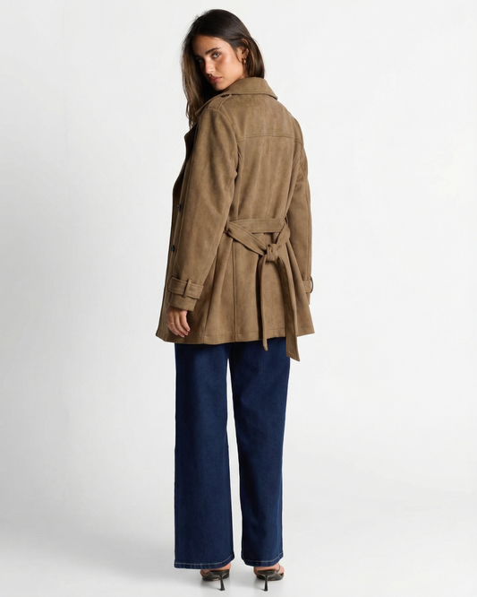 Isla | Elegant Belted Trench Coat Beige Long