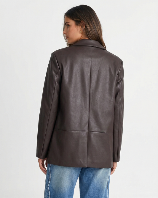 Zoe | Autumn Faux Leather Jacket Brown