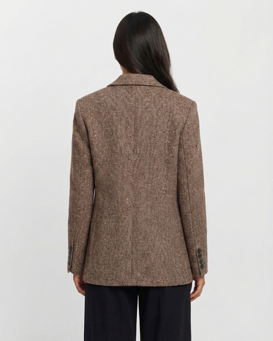 Nori | Autumn Oversized Tweed Blazer Brown