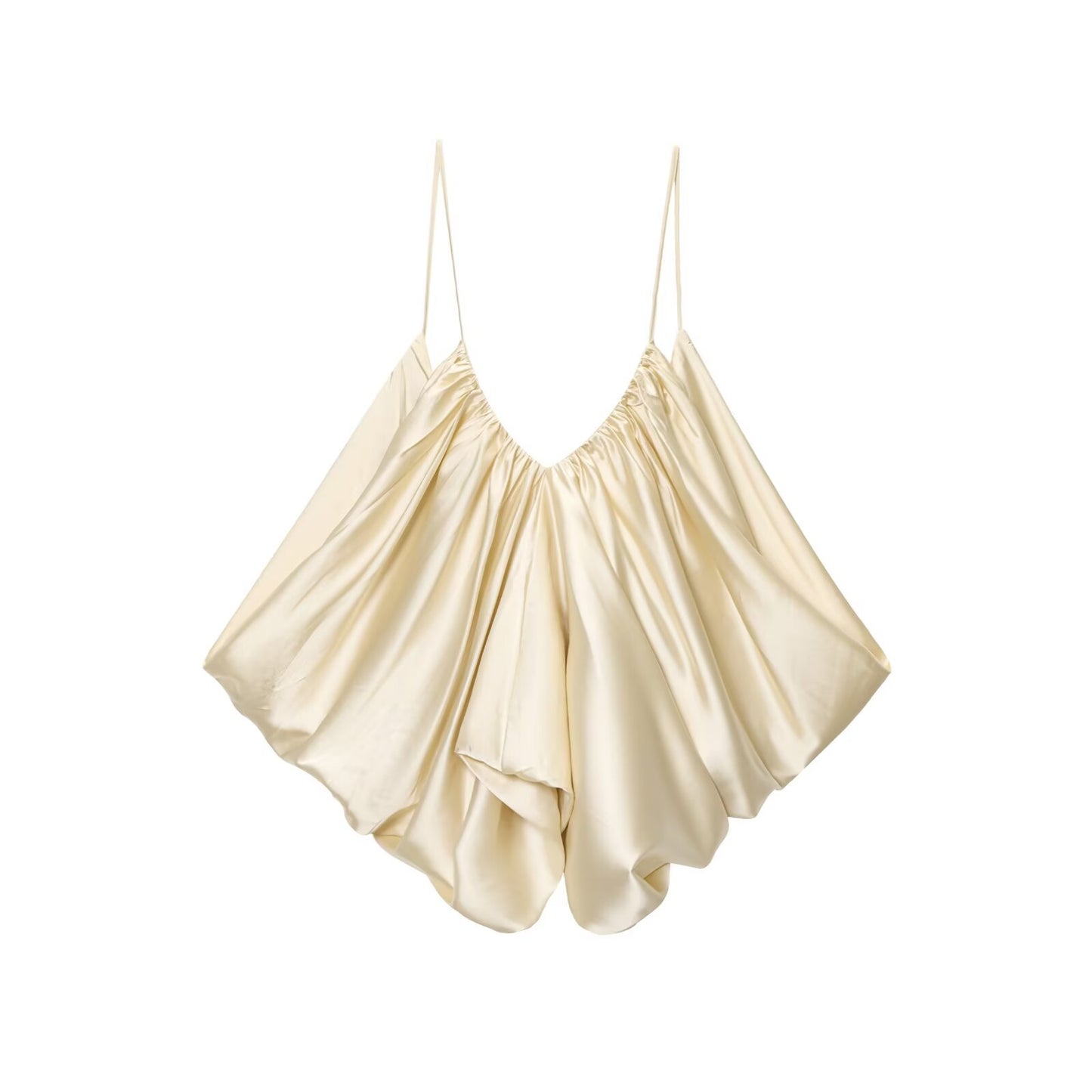 Luisa | Elegant Cami Top White Pleated Flowy Sleeveless