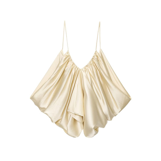 Luisa | Elegant Cami Top White Pleated Flowy Sleeveless