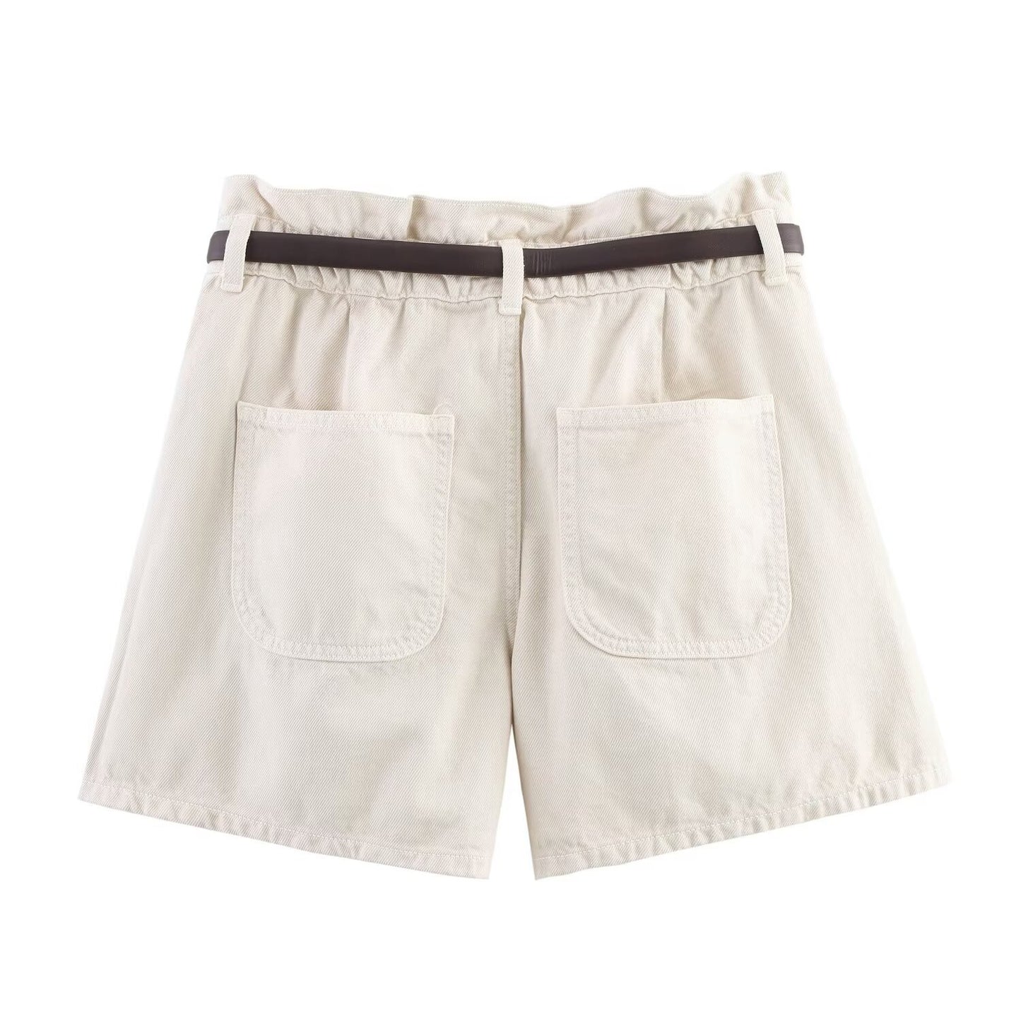 Iris | Smart Casual Tailored Shorts Cream High Waisted Belted