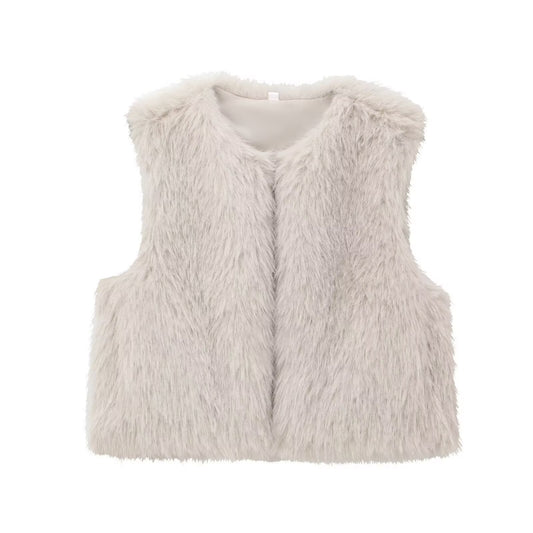 Thea | Faux Fur Vest Black Sleeveless