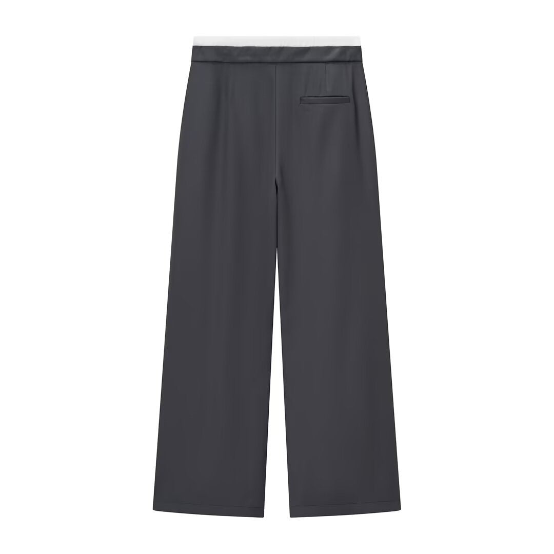 Alis | Casual Wide Leg Joggers Charcoal Drawstring
