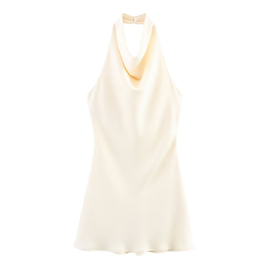 Nell | Elegant Satin Halter Neck Mini Dress