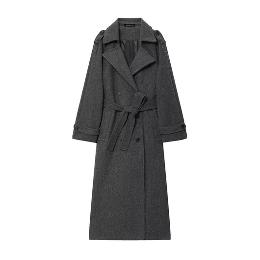 Ines | Elegant Belted Trench Coat Brown Long Sleeve