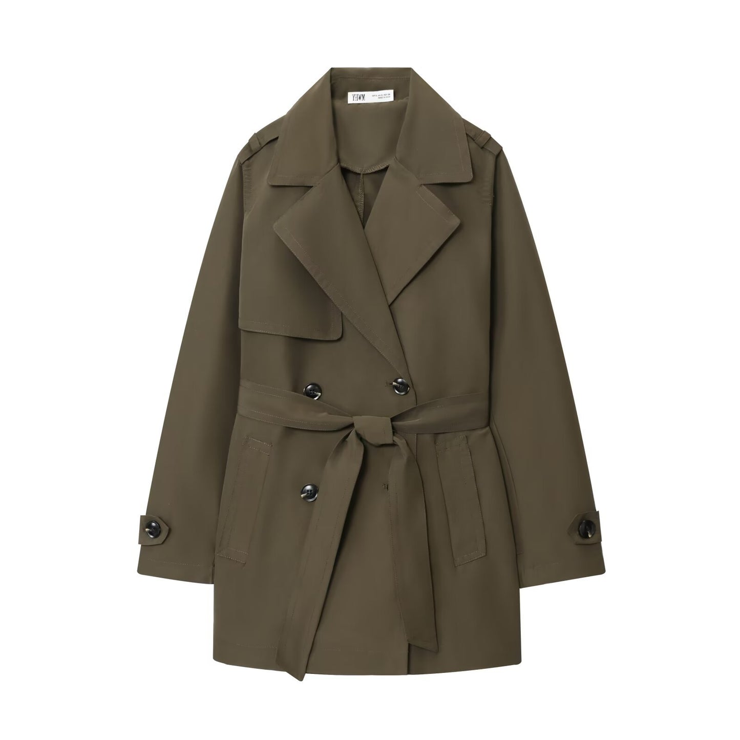 Vera | Belted Trench Coat Olive Long Sleeve Double Breasted