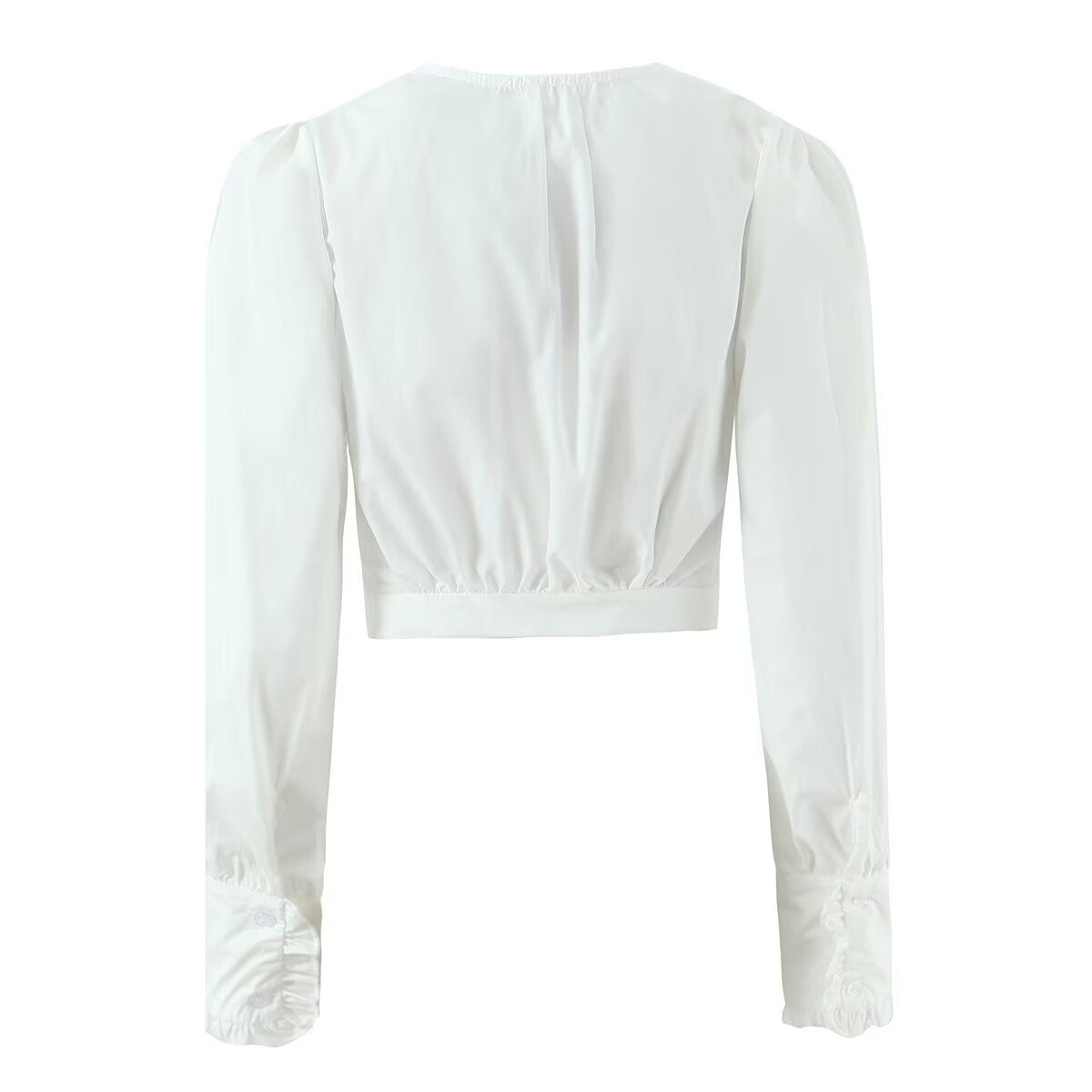 Ayla | Puff Sleeve White Shirt Cropped