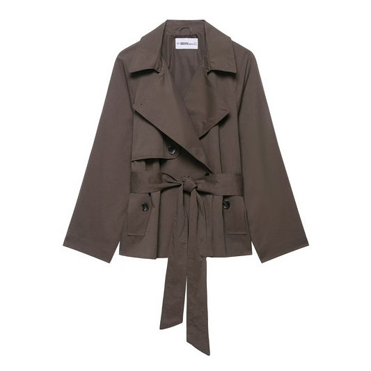 Rena | Smart Casual Belted Blazer Coat Brown Double Breasted