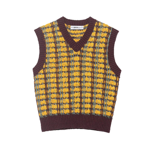 Thea | Preppy Check Sweater Vest Yellow Purple V Neck