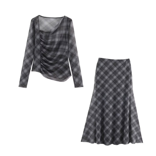 Maya | Grey Check Patterned Co-ord Set