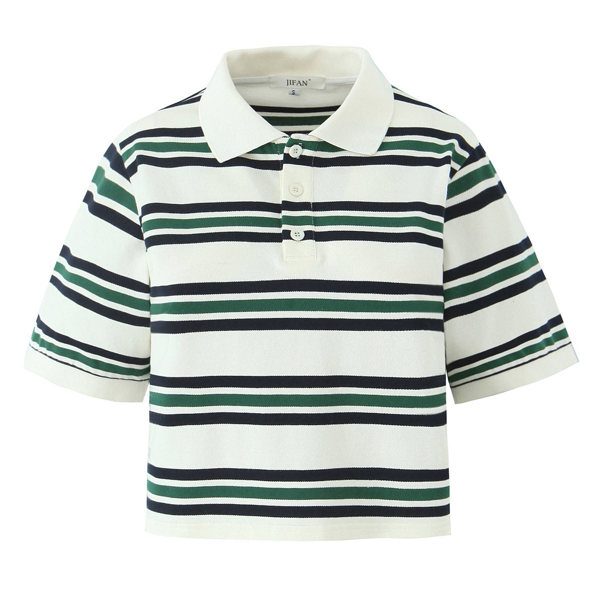 Eleanor | Stylish Striped Cropped Polo Shirt