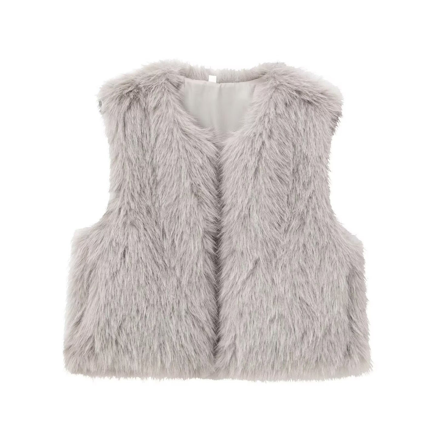 Thea | Faux Fur Vest Black Sleeveless