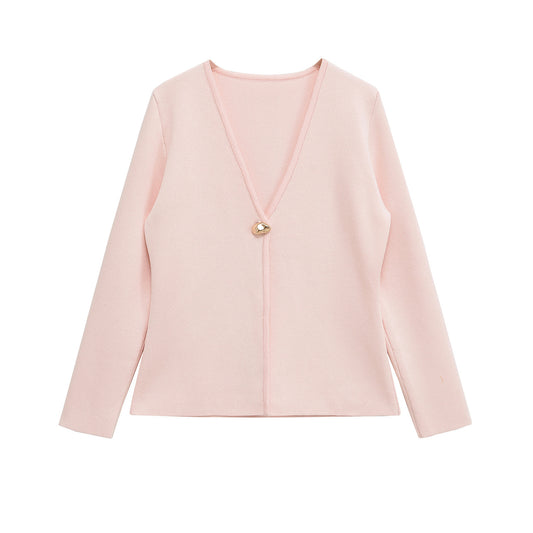 Zoe | Knitted Cardigan Cream V Neck Long Sleeve