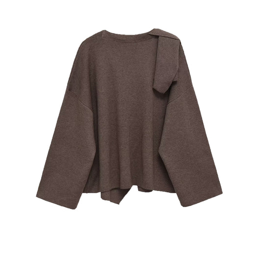 Margot | Oversized Cowl Neck Top Brown Long Sleeve