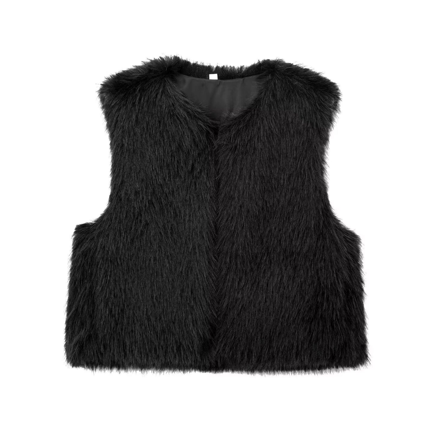 Thea | Faux Fur Vest Black Sleeveless