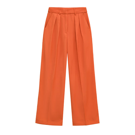 Yara | Tailored Wide Leg Trousers Orange High Waisted