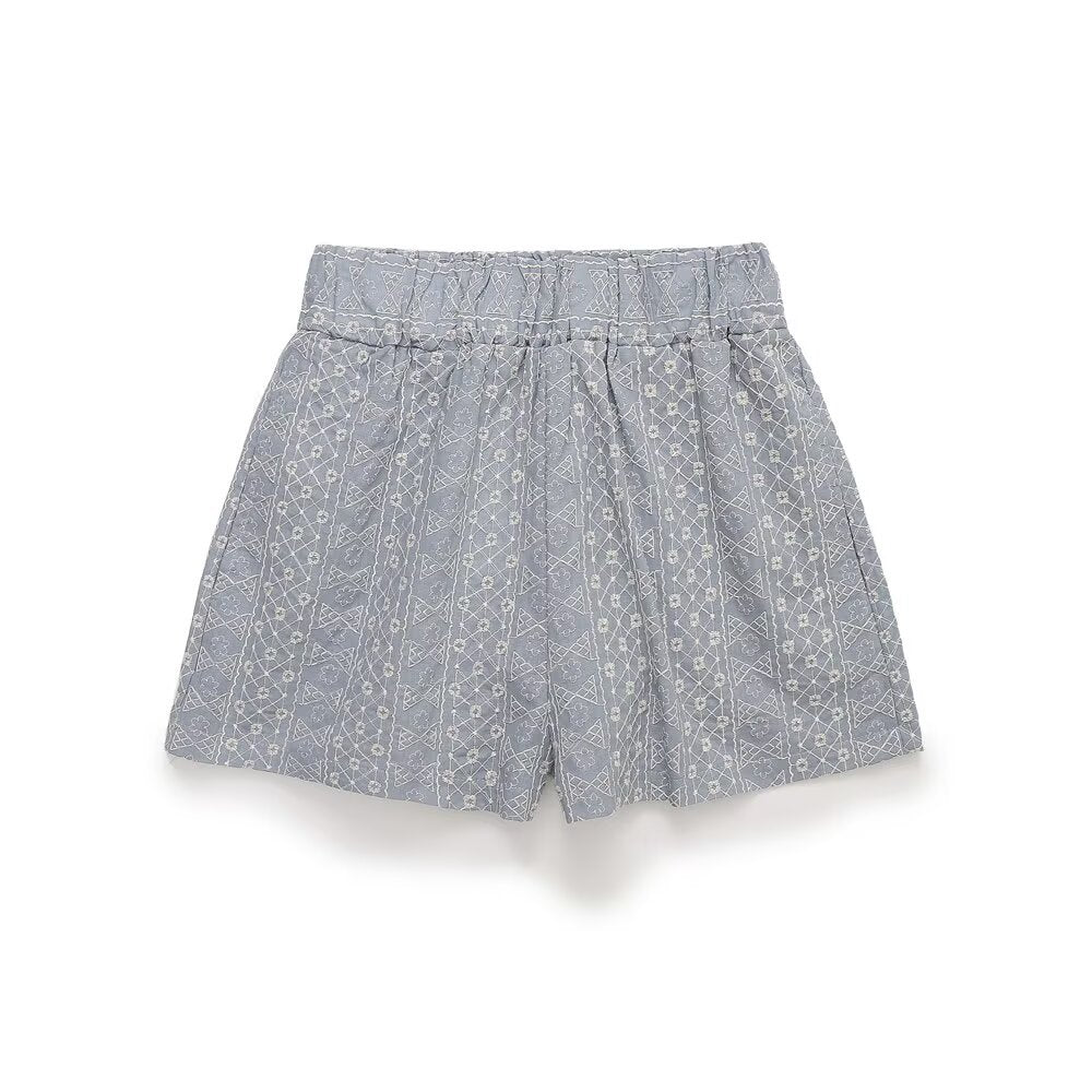 Uma | Elegant Tailored Shorts Green High Waisted Pleated
