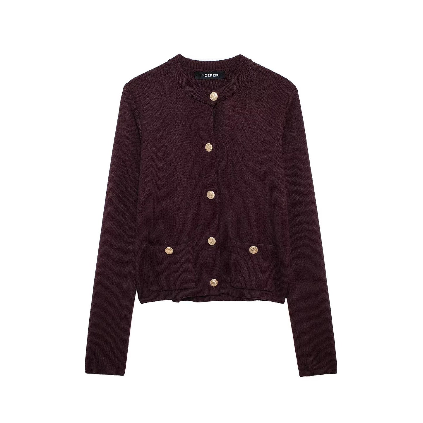 Nell | Autumn Tweed Jacket Purple Long Sleeve Cropped Collarless