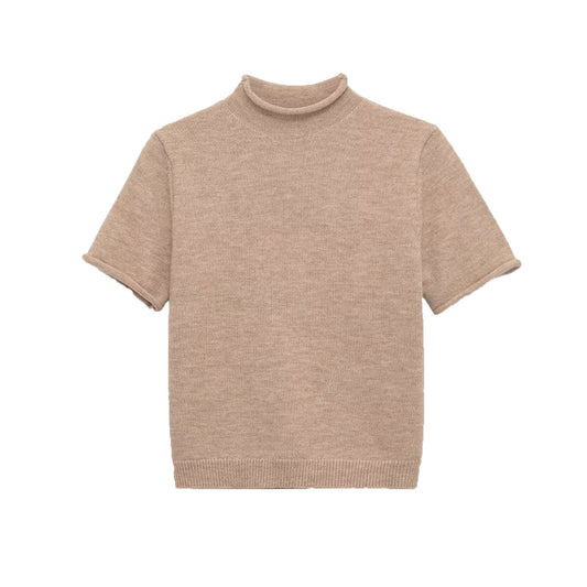 Vera | Ribbed Turtleneck Sweater Gray Short Sleeve