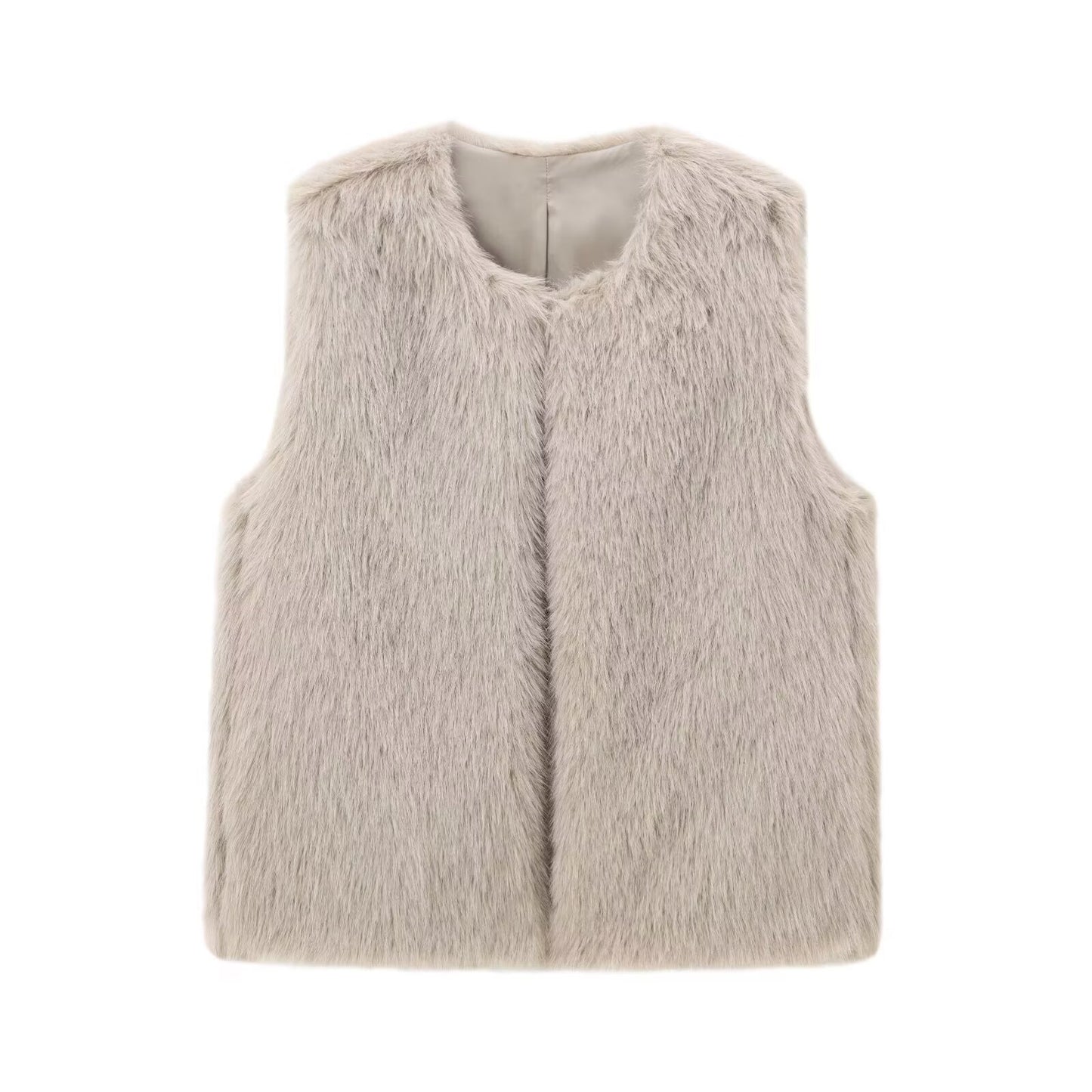 Sia | Faux Fur Jacket Cream Sleeveless Fluffy Gilet