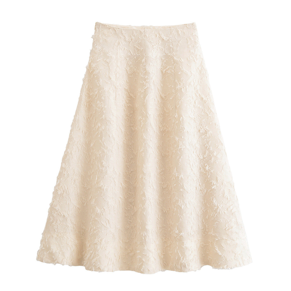 Ava | Elegant Midi Skirt Cream Textured A Line