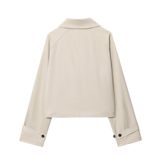 Freya | Cropped Shirt Jacket Cream Button Front