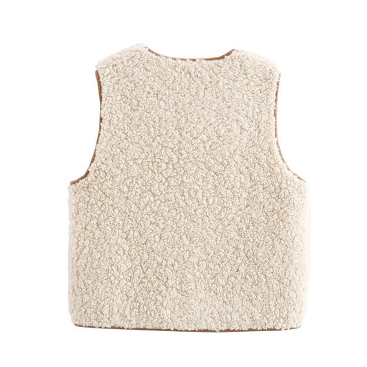 Vera | Textured Sleeveless Cardigan Cream Tie Front